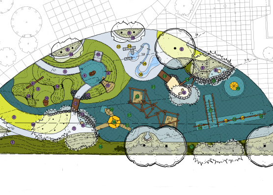 concept plan for inclusive nature playscape at Concord park Learning Landscapes Design